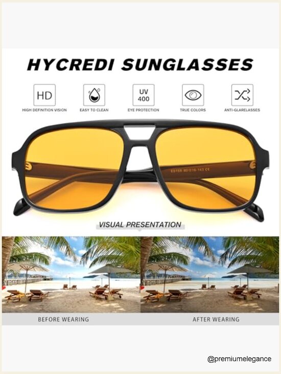 Retro Aviator Sunglasses Oversized Square UV400 Protection Vintage Classic main image 4